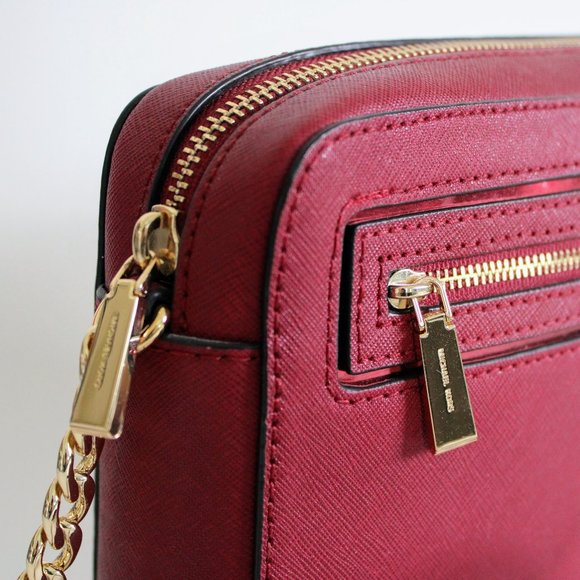 Michael Kors Red Jet Set Large Saffiano Leather Crossbody Bag - Picture 10 of 10